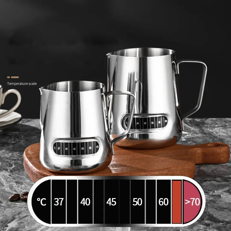 350/600ml Stainless Steel Coffee Milk Jug with Temperature Sticker