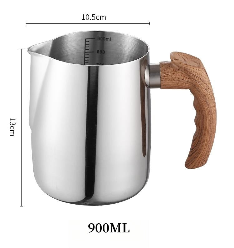 900ML coffee milk jug with wooden handle