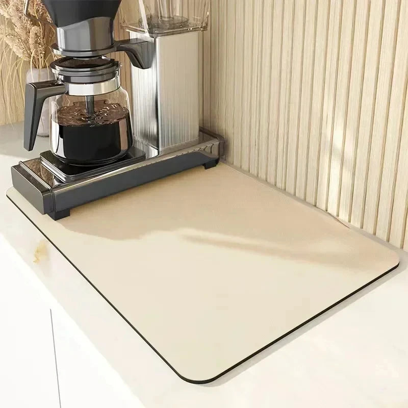 Beige silicone coffee machine station mat