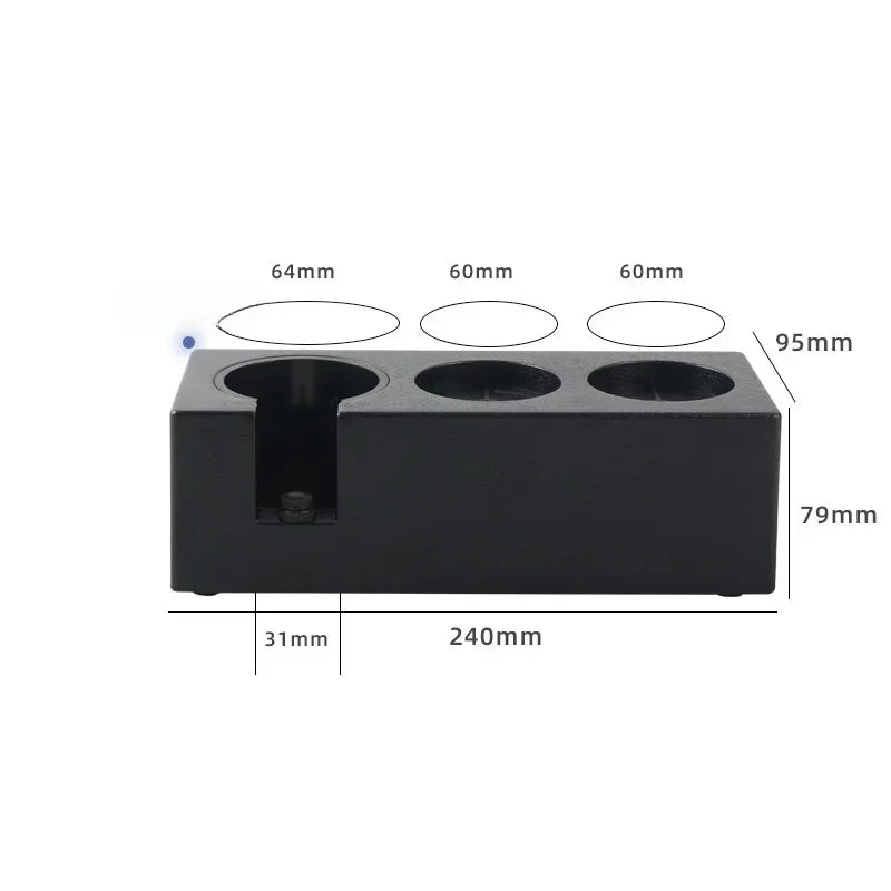 Black Coffee Tamper Station and Holder Dimensions