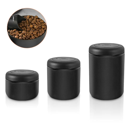 Black Stainless Steel Airtight Coffee Container Storage Canister - 3 Piece Set