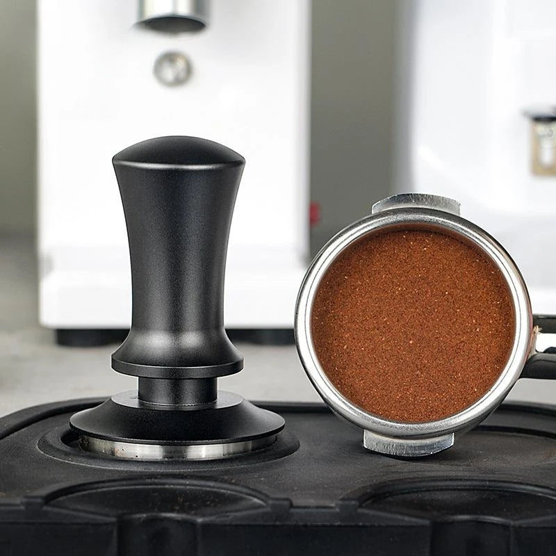 Black adjustable pressure coffee tamper