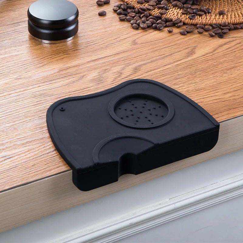 Medium black silicone coffee tamping mat