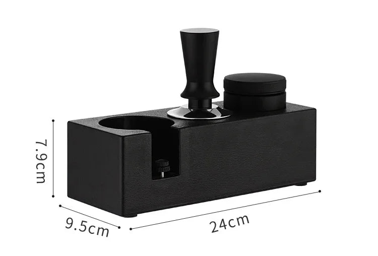 Modern black coffee tamp station
