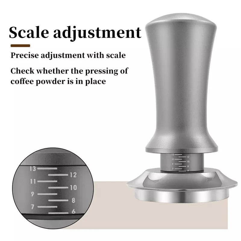 Scale adjustment coffee tamper