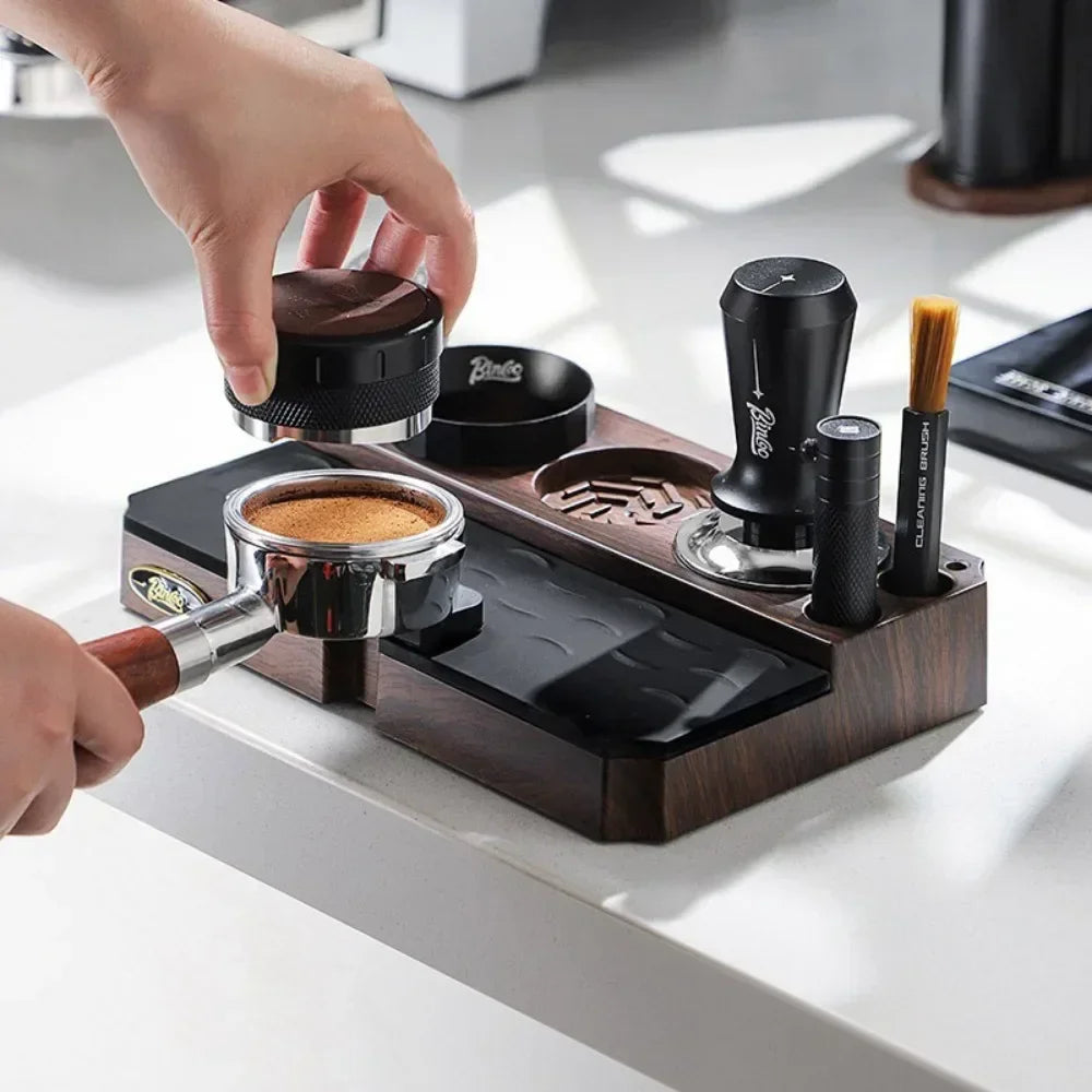 Solid Wood Italian-Style Coffee Tamper Station