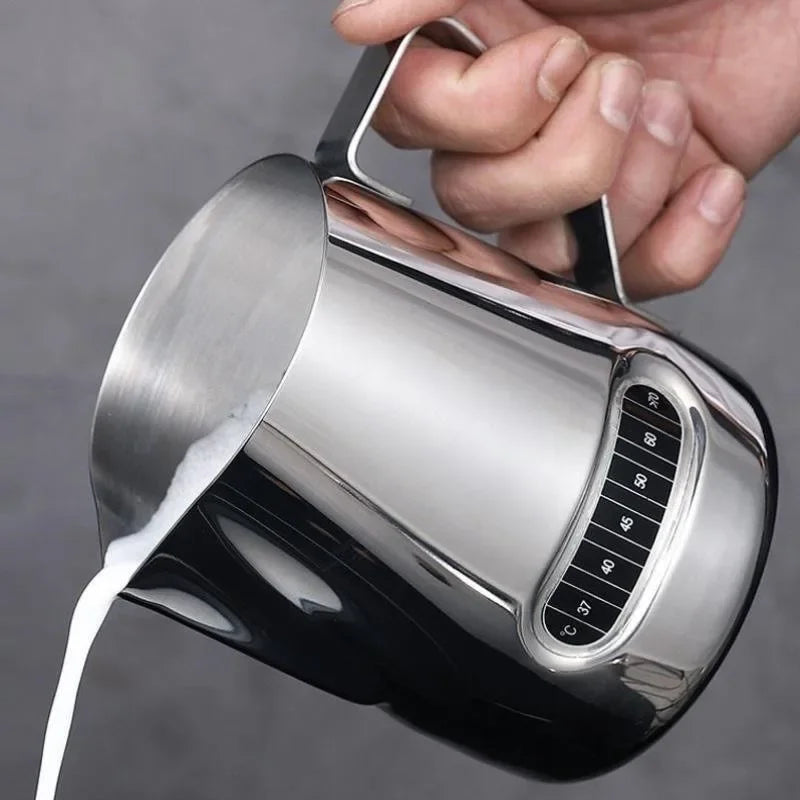 Stainless Steel Coffee Milk Jug with Temperature Sticker