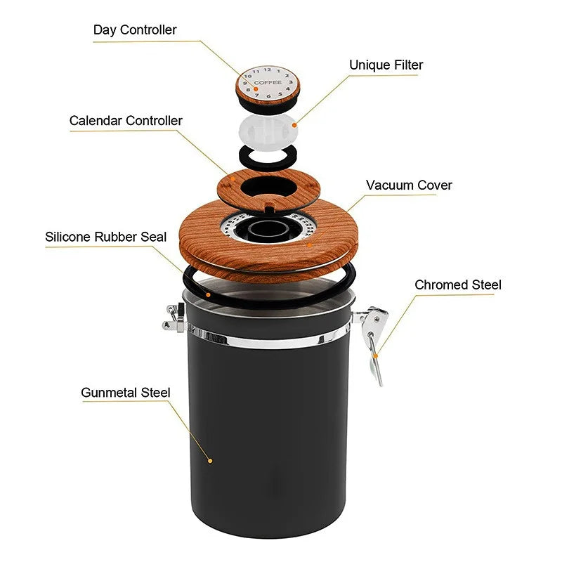 vacuum sealed coffee bean canister parts