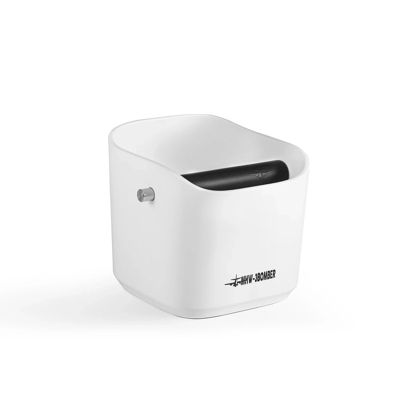 white square bench top coffee ground knock box
