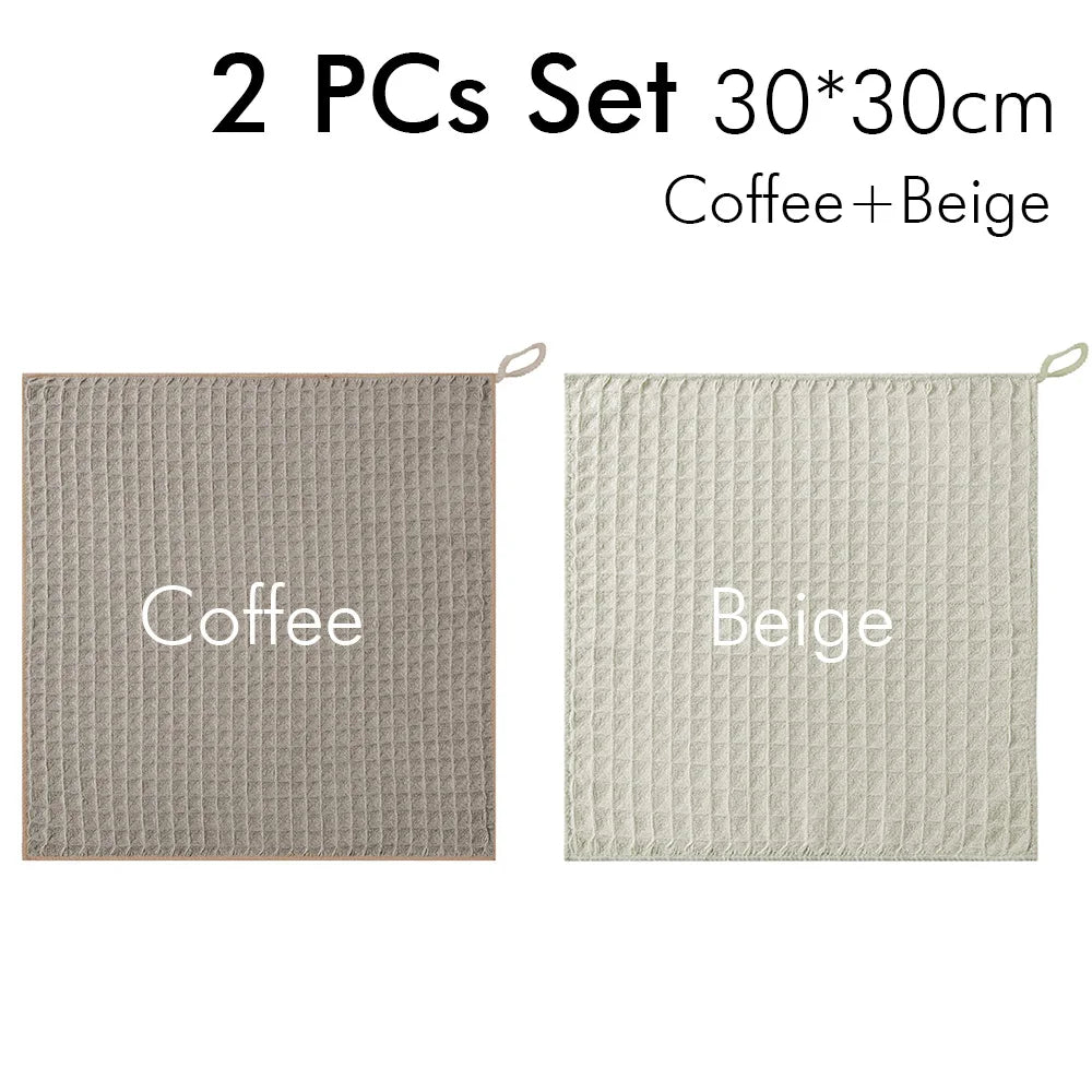 2 piece coffee and beige barista cleaning cloth set