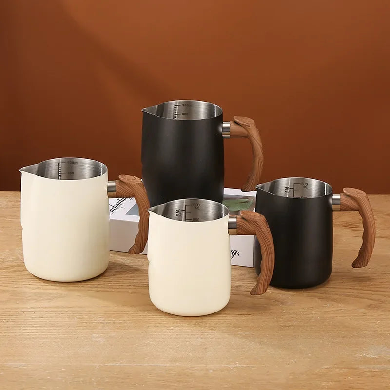 600ML/900ML black and white stainless steel milk steaming jugs