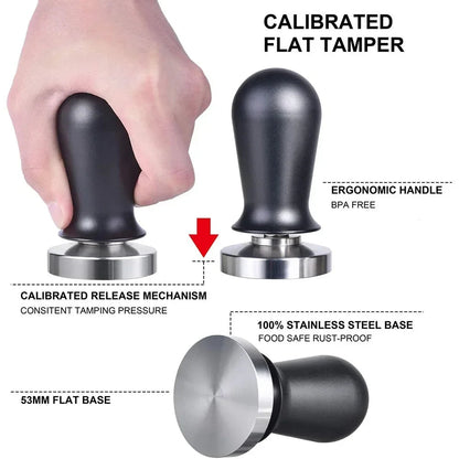 Calibrated flat tamper with hand demonstration