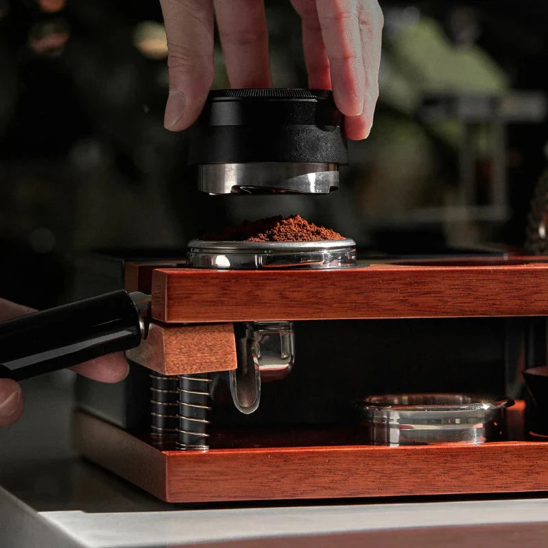 Coffee Tamper Station With Built-In Knock Box