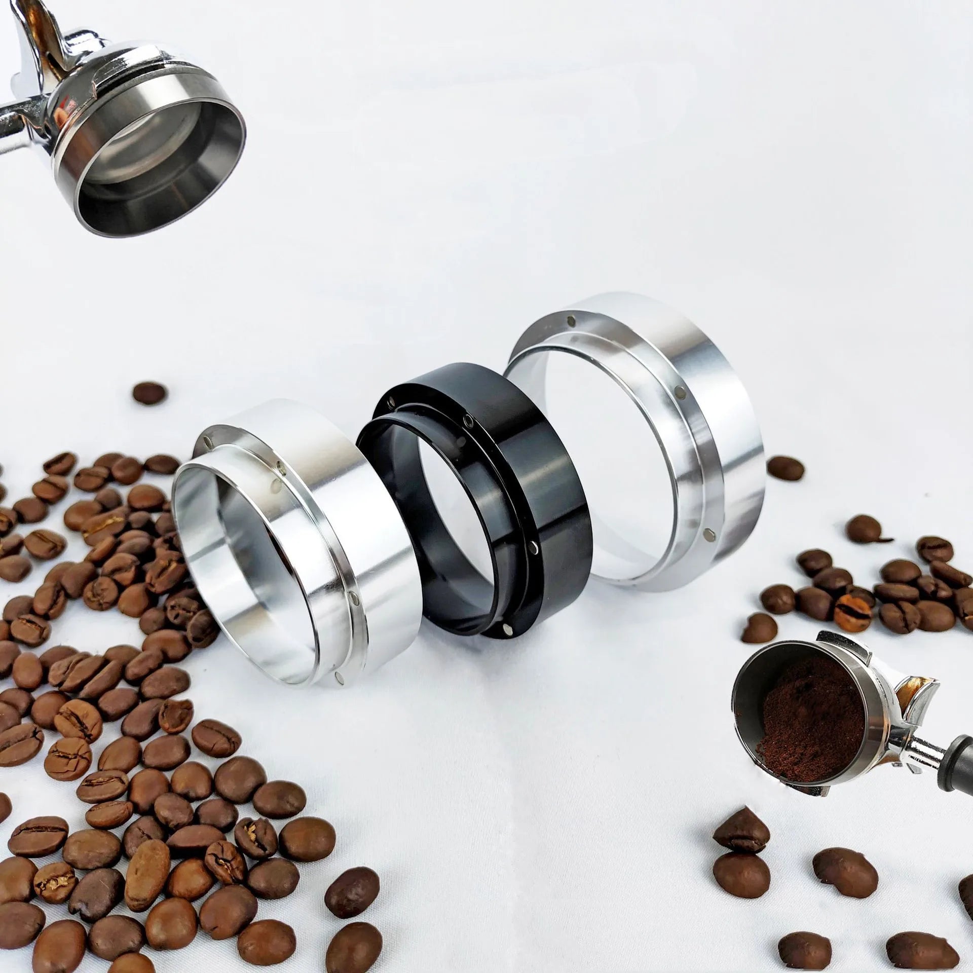 Different sized magnetic coffee dosing rings