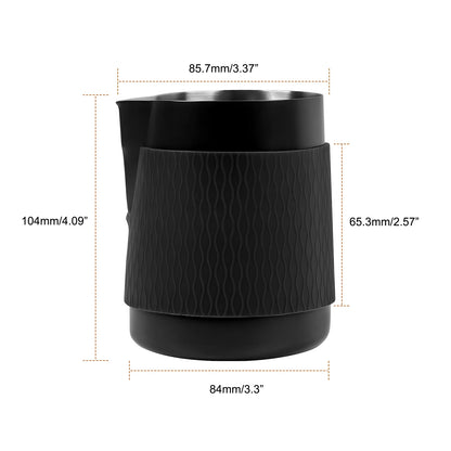 Dimensions for Handleless Espresso Milk Frothing Pitcher