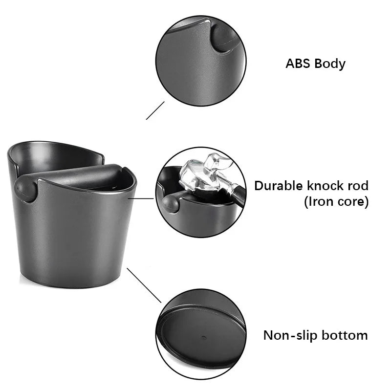 Durable non-slip black coffee knock box