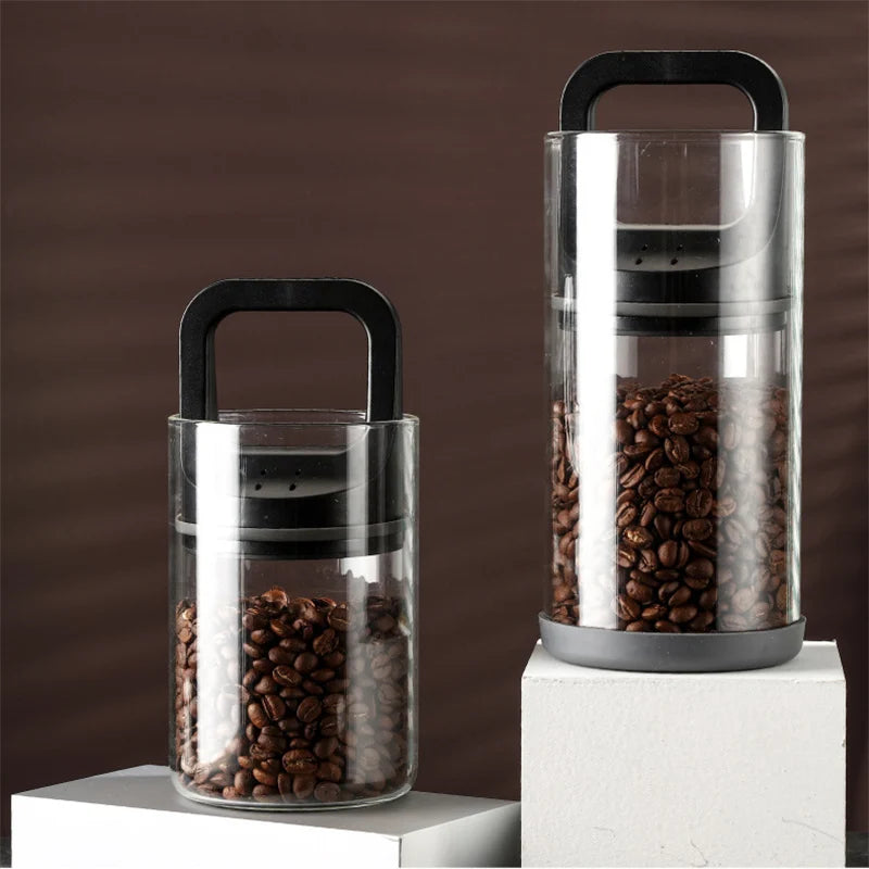 Glass 600ml and 1000ml clear coffee airtight coffee canister