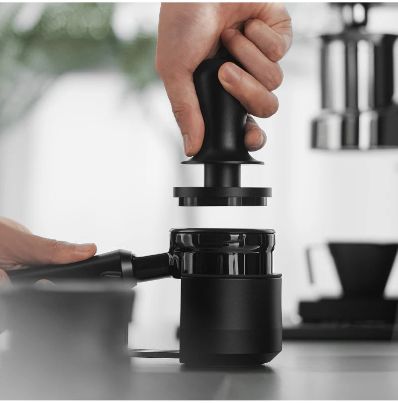 Black Calibrated Spring Coffee Espresso Tamper (Ripple Base) – House of ...