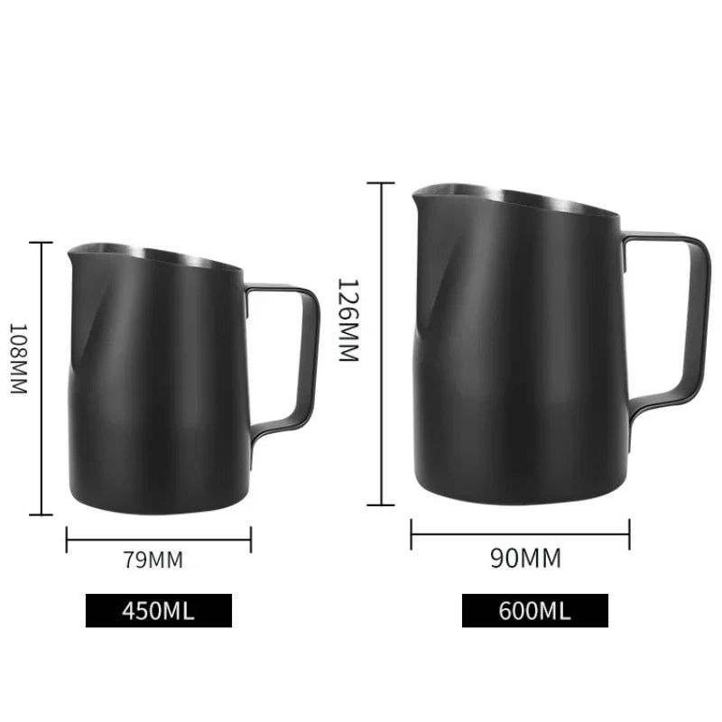 Matte Black 450ML/600ML oblique coffee milk jug 