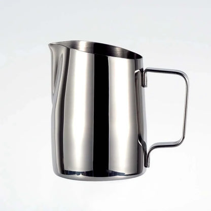 Slanted spout silver coffee milk steaming coffee jug