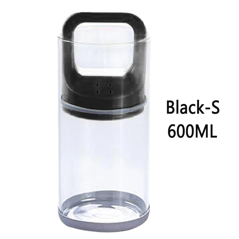 Small 600ml black lid clear airtight coffee bean storage container