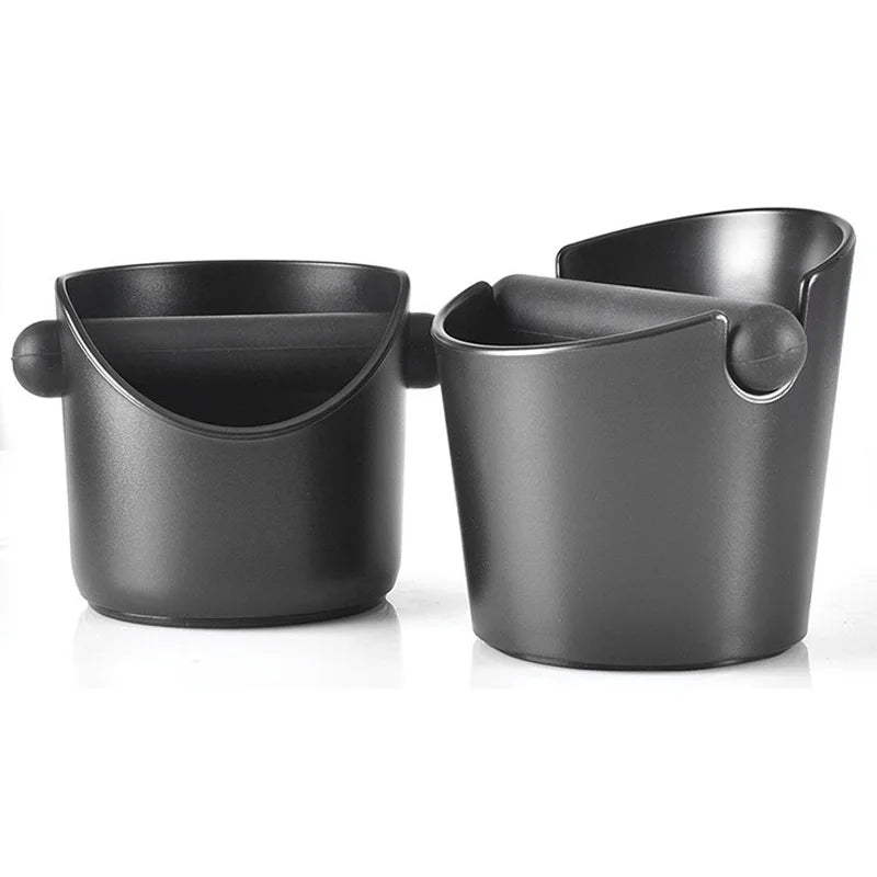 Small and large black coffee benchtop knock box