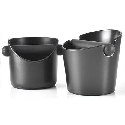 Small and large black coffee benchtop knock box