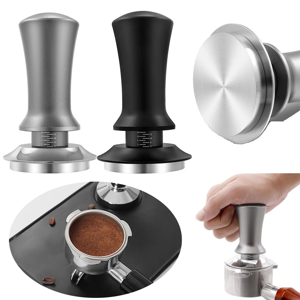 Stainless Steel Flat Base Coffee Tamper with Adjustable Scale
