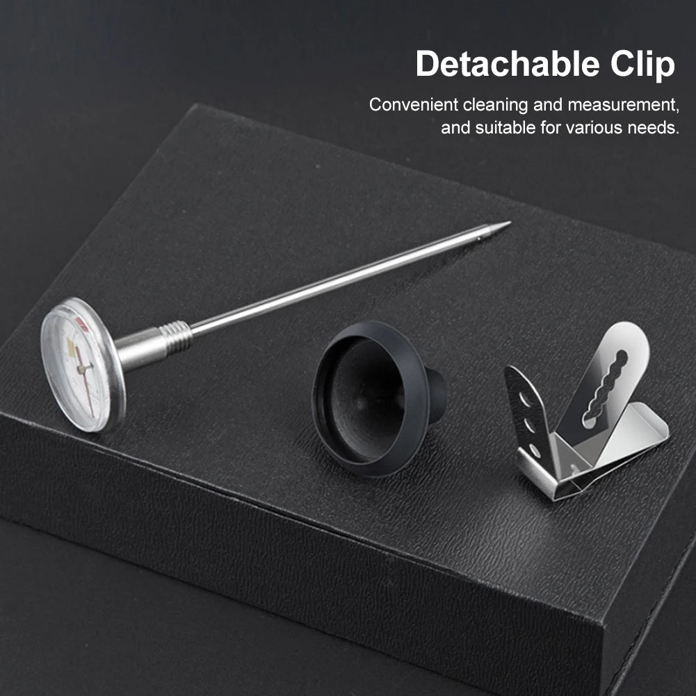 Stainless steel coffee milk thermometer and detachable clip