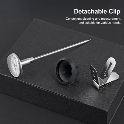 Stainless steel coffee milk thermometer and detachable clip