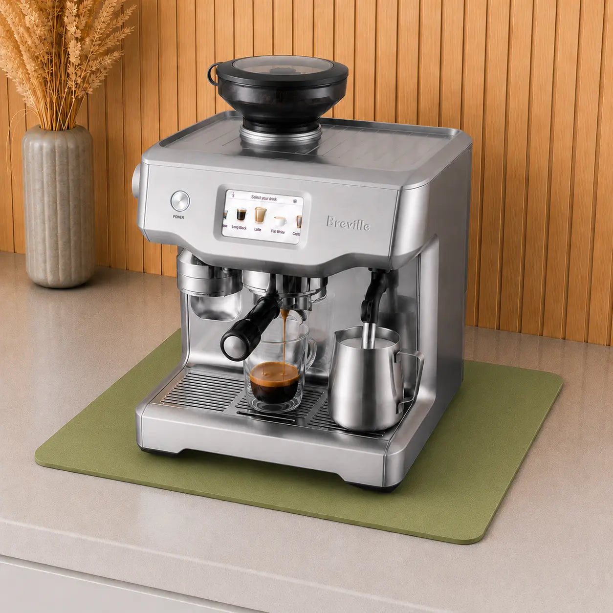 Super Absorbent, Quick Drying, Non-Slip Silicone Coffee Mat Green