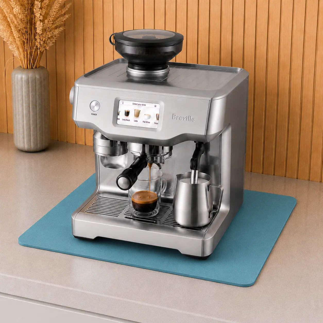 Super Absorbent, Quick Drying, Non-Slip Silicone Coffee Mat Mint Blue