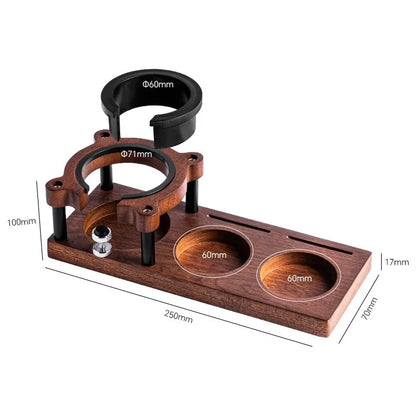 Universal solid wood coffee tamp station and tool holder
