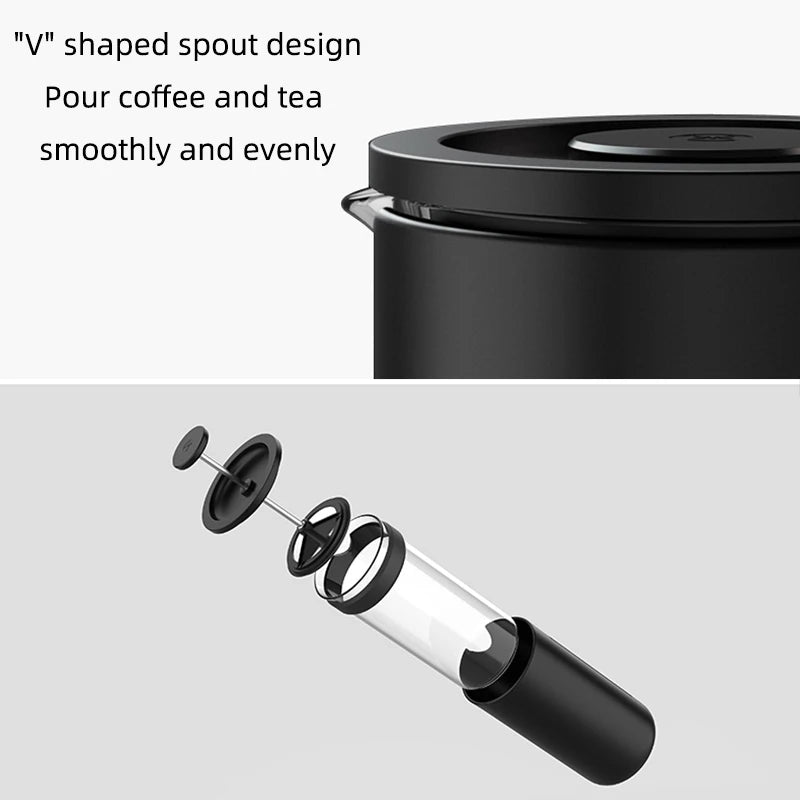 "V" shaped spout for French Press Coffee Maker