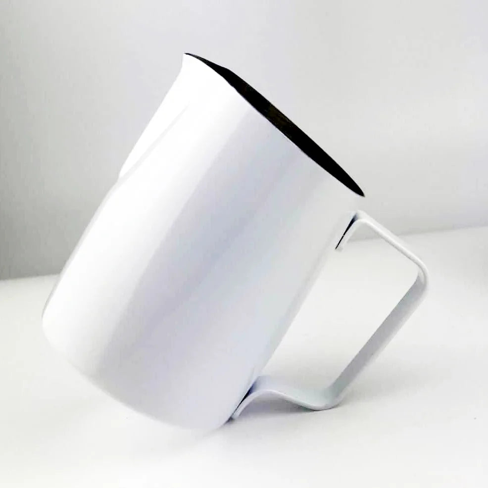 White coffee milk oblique pour coffee milk jug
