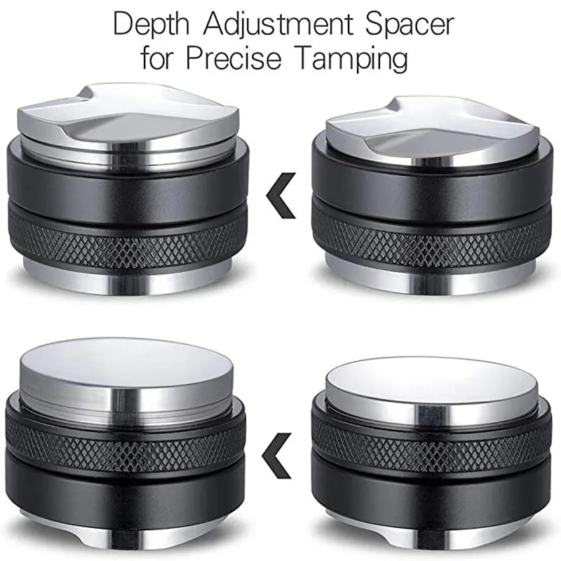 adjustable depth coffee distributor and coffee tamp