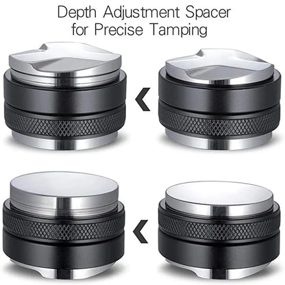 adjustable depth coffee distributor and coffee tamp
